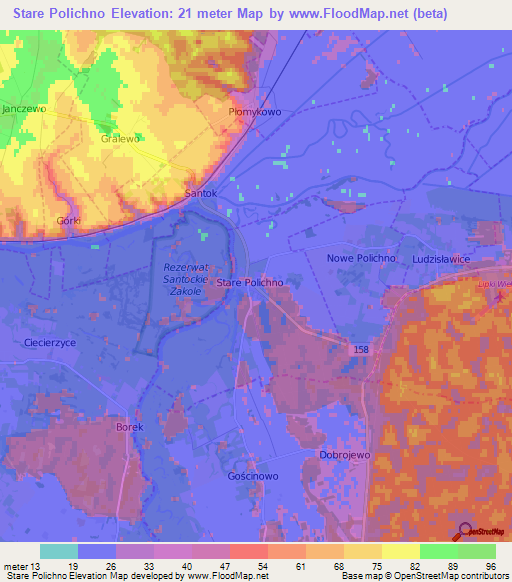 Stare Polichno,Poland Elevation Map