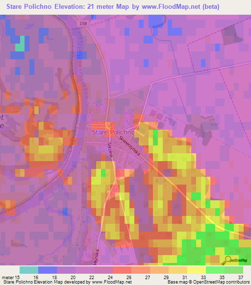 Stare Polichno,Poland Elevation Map