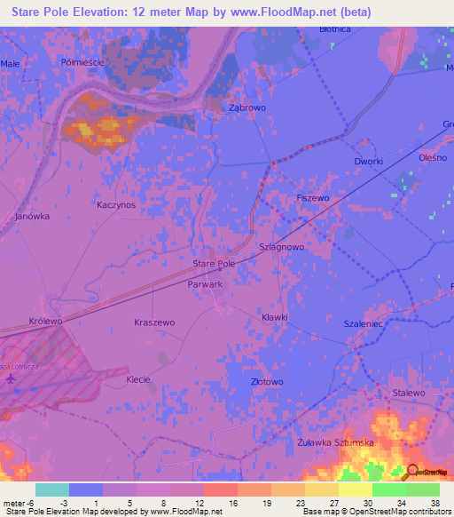 Stare Pole,Poland Elevation Map