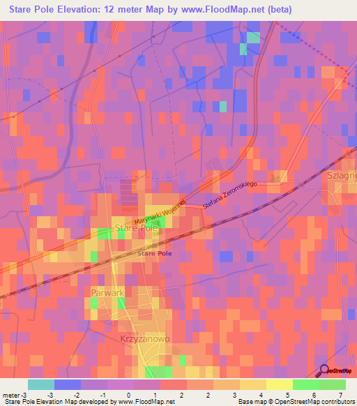 Stare Pole,Poland Elevation Map