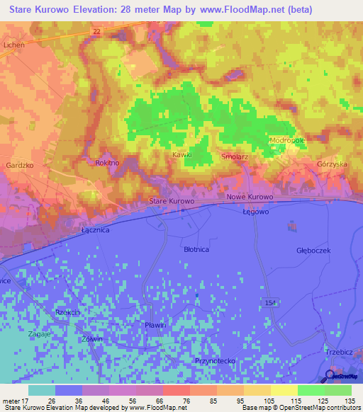 Stare Kurowo,Poland Elevation Map