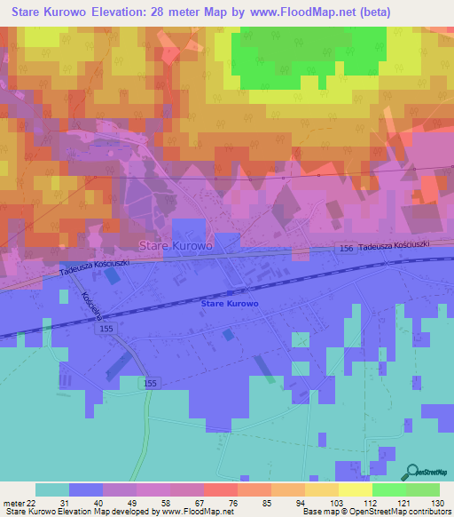 Stare Kurowo,Poland Elevation Map