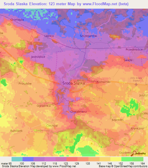 Sroda Slaska,Poland Elevation Map