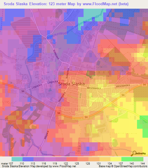 Sroda Slaska,Poland Elevation Map