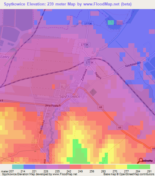 Spytkowice,Poland Elevation Map