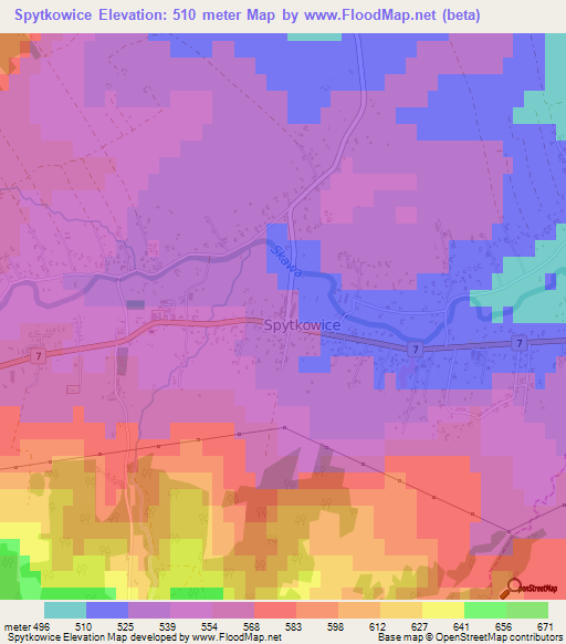 Spytkowice,Poland Elevation Map