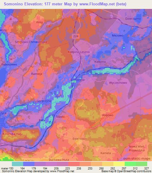 Somonino,Poland Elevation Map