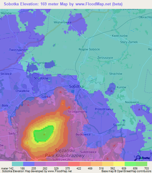 Sobotka,Poland Elevation Map
