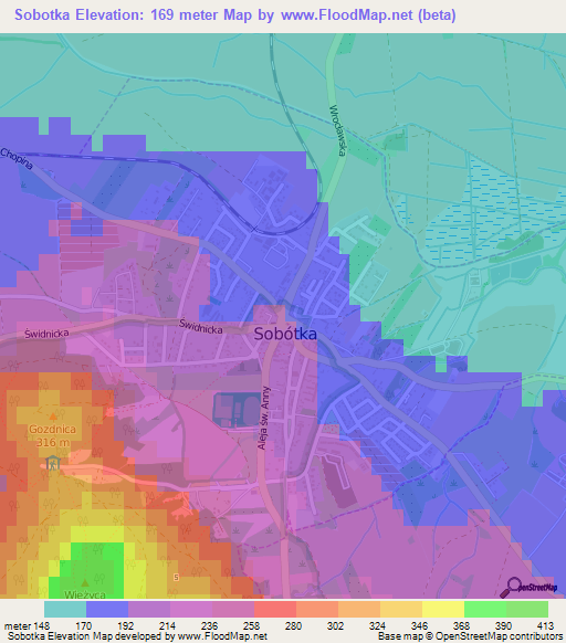Sobotka,Poland Elevation Map