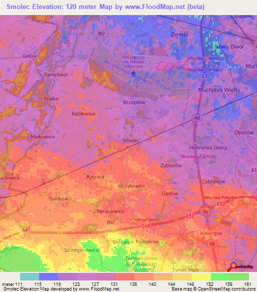 Smolec,Poland Elevation Map