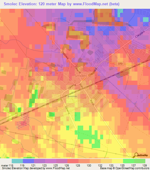 Smolec,Poland Elevation Map