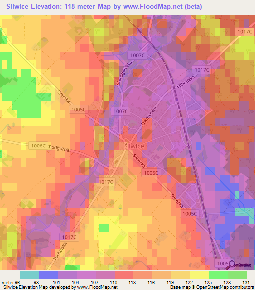Sliwice,Poland Elevation Map