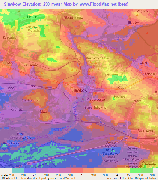 Slawkow,Poland Elevation Map
