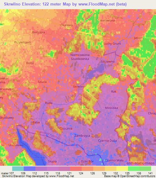 Skrwilno,Poland Elevation Map