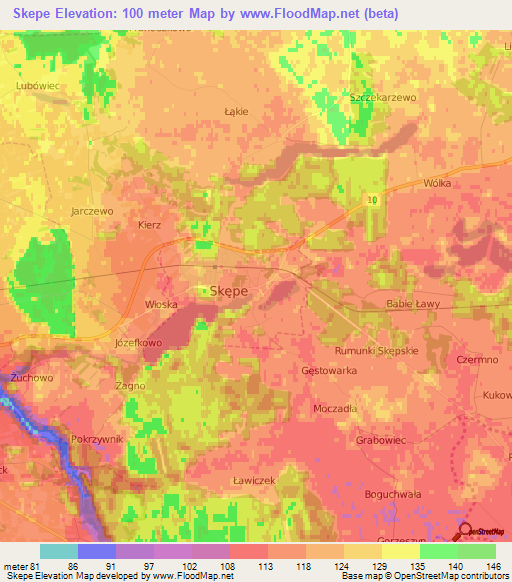 Skepe,Poland Elevation Map
