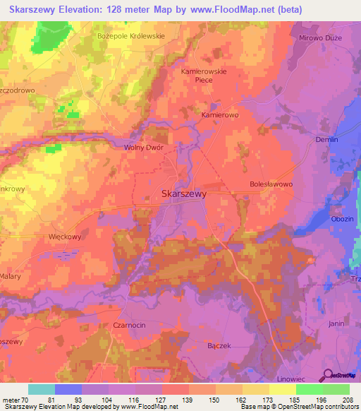 Skarszewy,Poland Elevation Map