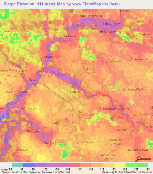 Sierpc,Poland Elevation Map