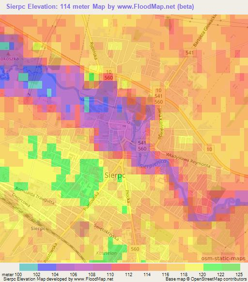 Sierpc,Poland Elevation Map