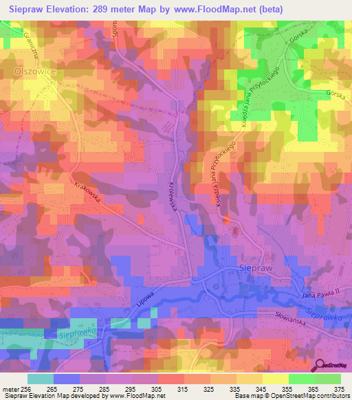 Siepraw,Poland Elevation Map