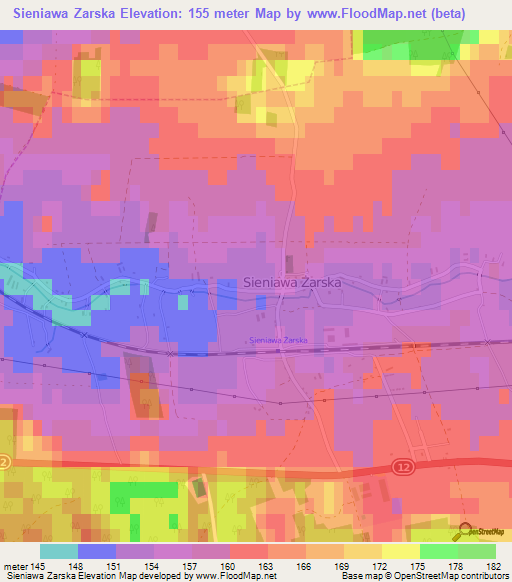 Sieniawa Zarska,Poland Elevation Map