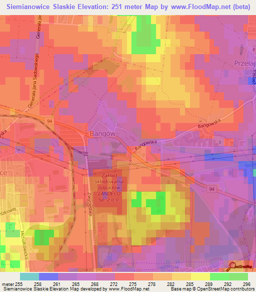 Siemianowice Slaskie,Poland Elevation Map