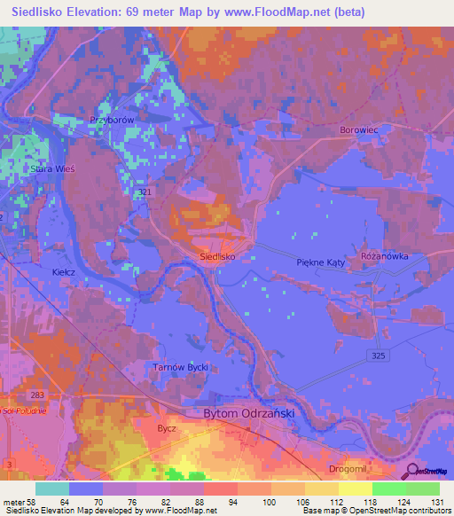 Siedlisko,Poland Elevation Map