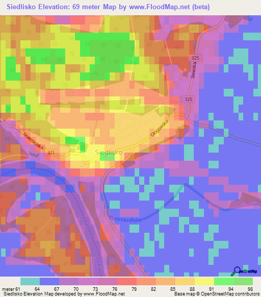 Siedlisko,Poland Elevation Map