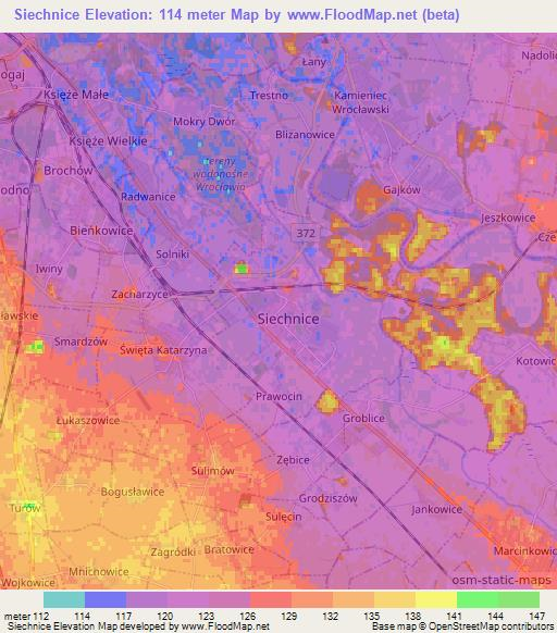 Siechnice,Poland Elevation Map