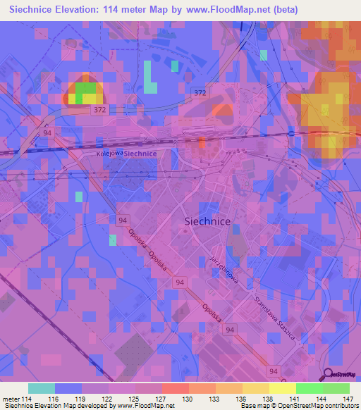 Siechnice,Poland Elevation Map