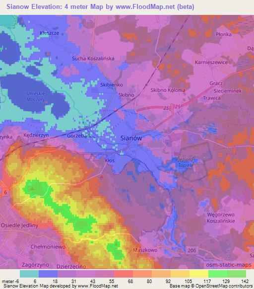 Sianow,Poland Elevation Map