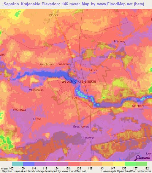 Sepolno Krajenskie,Poland Elevation Map