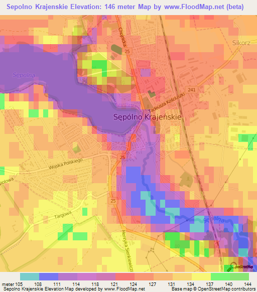 Sepolno Krajenskie,Poland Elevation Map