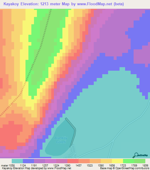 Kayakoy,Turkey Elevation Map