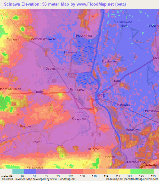 Scinawa,Poland Elevation Map