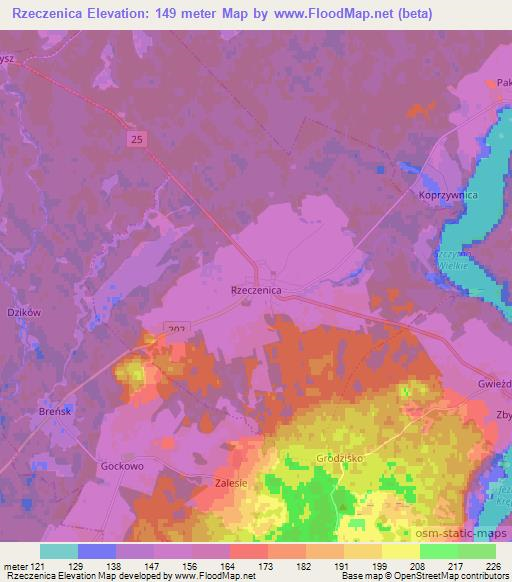 Rzeczenica,Poland Elevation Map