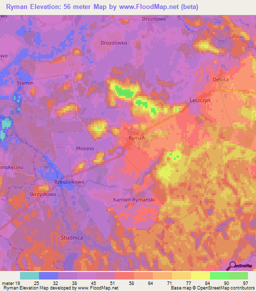Ryman,Poland Elevation Map
