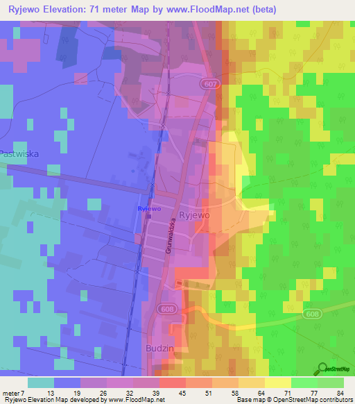 Ryjewo,Poland Elevation Map