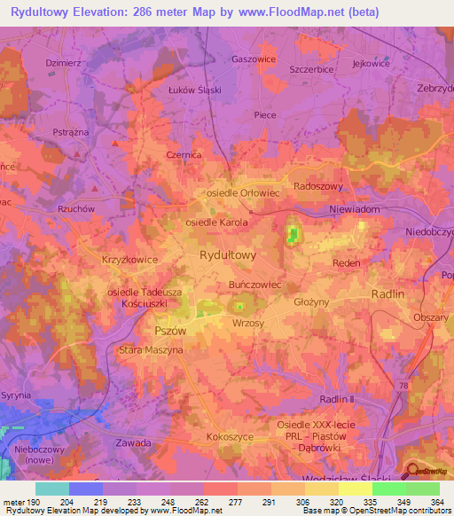 Rydultowy,Poland Elevation Map