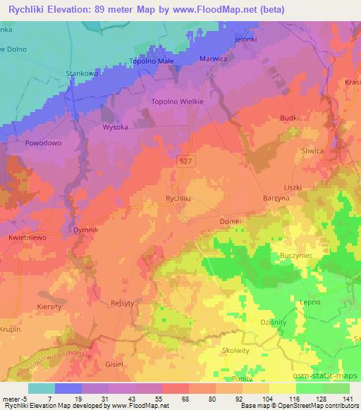 Rychliki,Poland Elevation Map