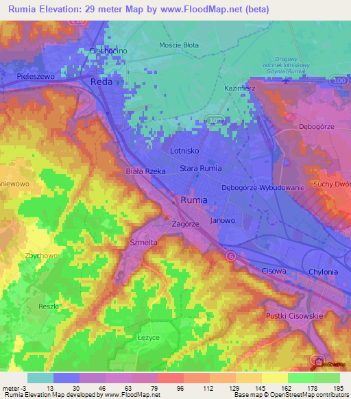 Rumia,Poland Elevation Map