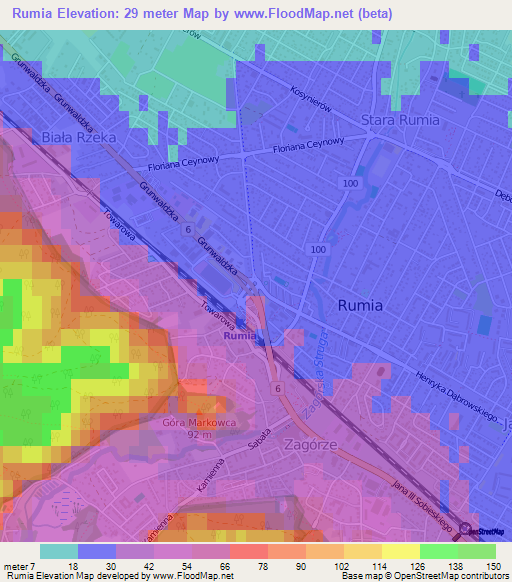 Rumia,Poland Elevation Map