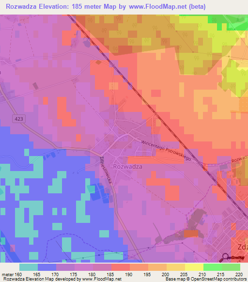Rozwadza,Poland Elevation Map