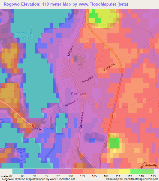 Rogowo,Poland Elevation Map