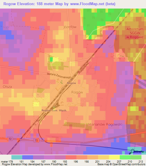Rogow,Poland Elevation Map