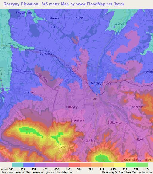 Roczyny,Poland Elevation Map