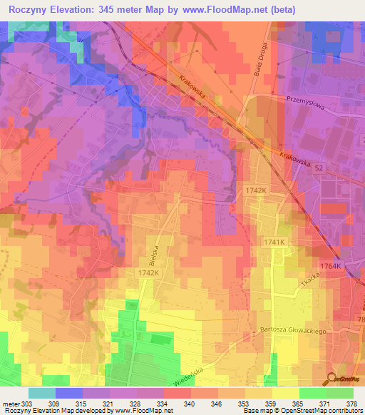 Roczyny,Poland Elevation Map