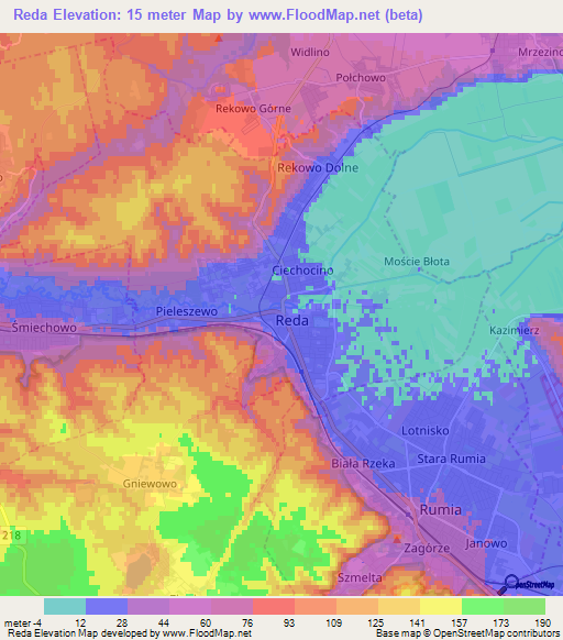 Reda,Poland Elevation Map