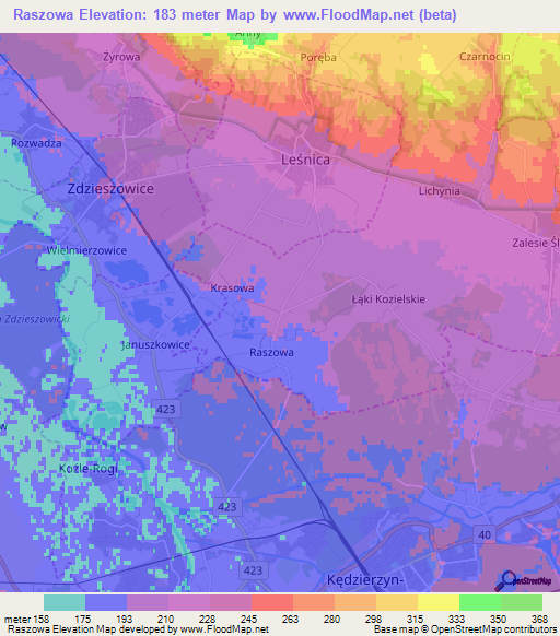 Raszowa,Poland Elevation Map