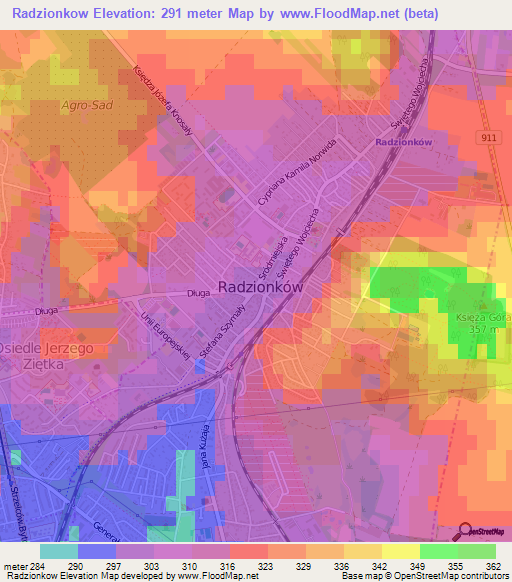 Radzionkow,Poland Elevation Map