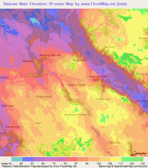 Radowo Male,Poland Elevation Map